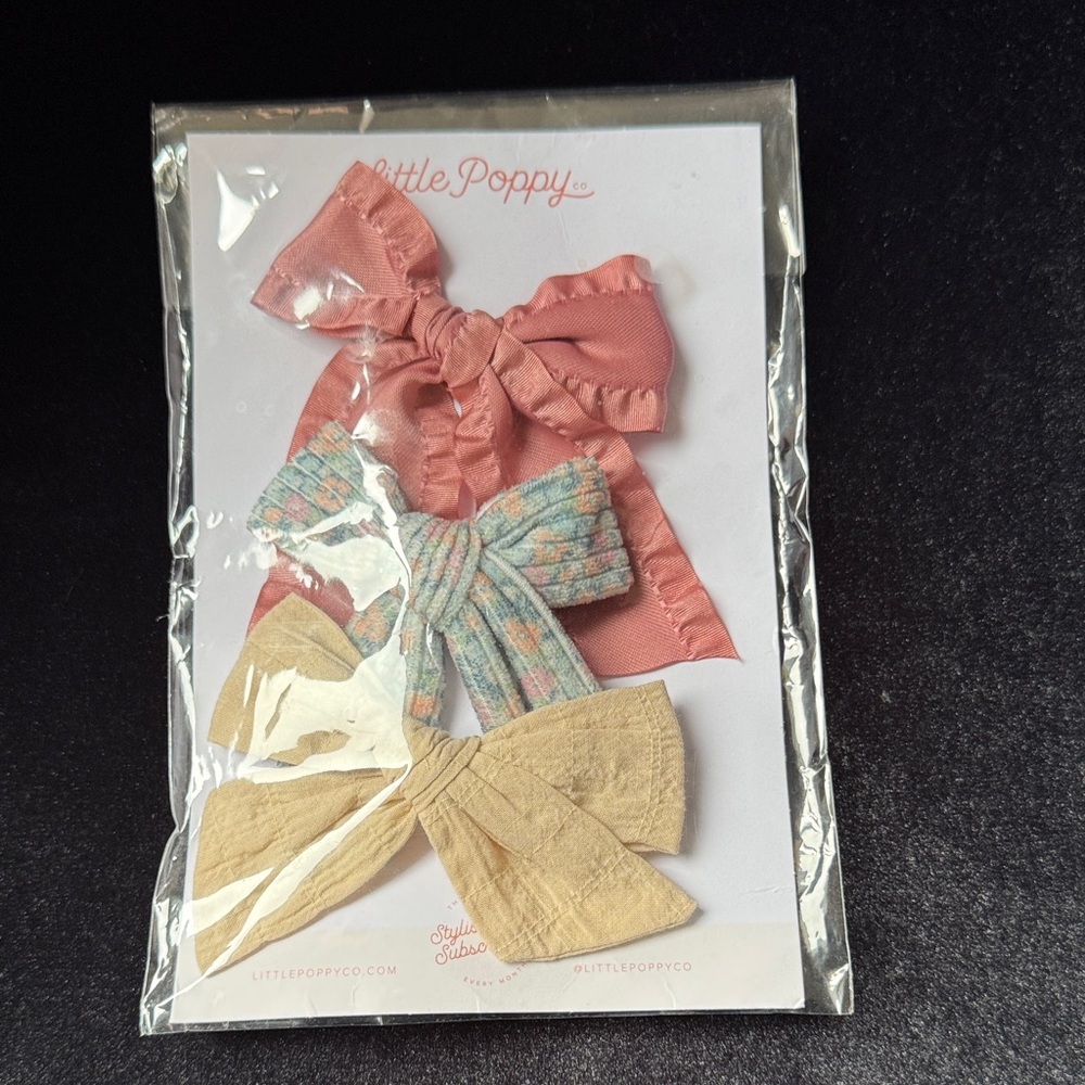 Little Poppy Co. Hair Bow Trio - Pink, Multicolor, Yellow